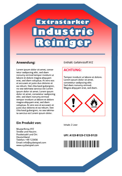 UFI Beispieletikett Gefahrstoff