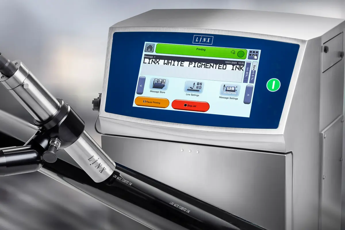 Linx 8940 Spectrum Inkjet-Drucker beschriftet schwarzes Rohr